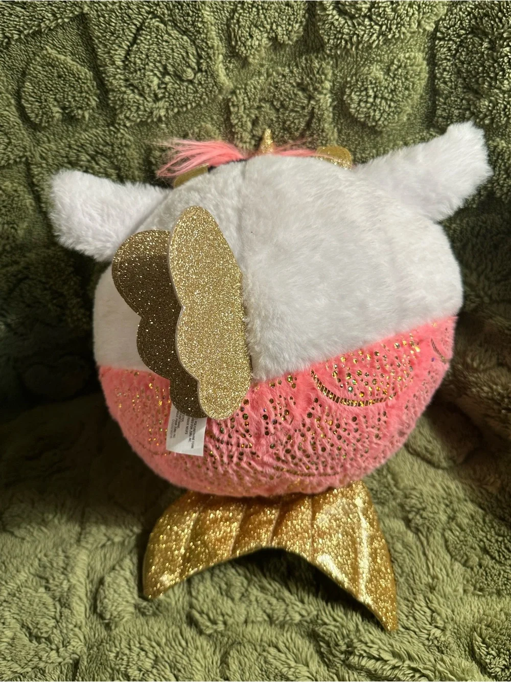 Plush Unicorn Pig with Pink Mane & Gold Heart